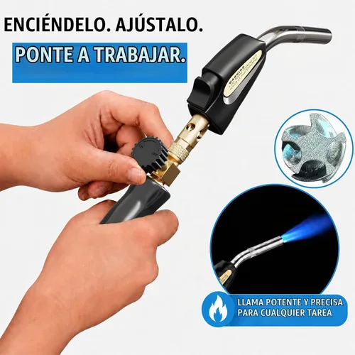 Vista 6 de Kit de manguera de antorcha de propano válvula de llama ajustable de Negro