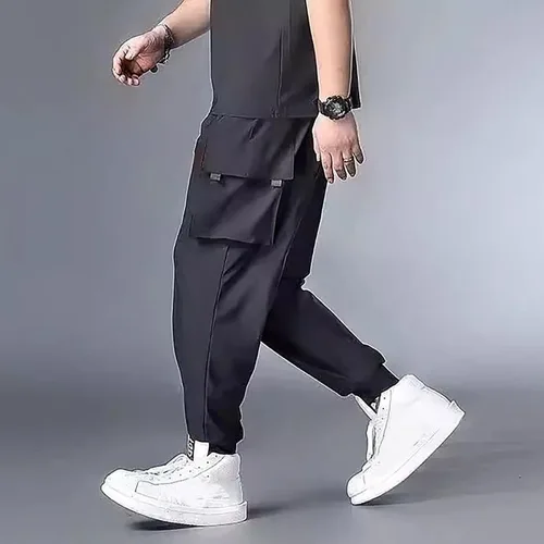 Vista 5 de LCMTWX Pantalones deportivos para hombre, pantalones secos para exteriores, pantalones Quik, pantalones deportivos con cordón y bolsillos