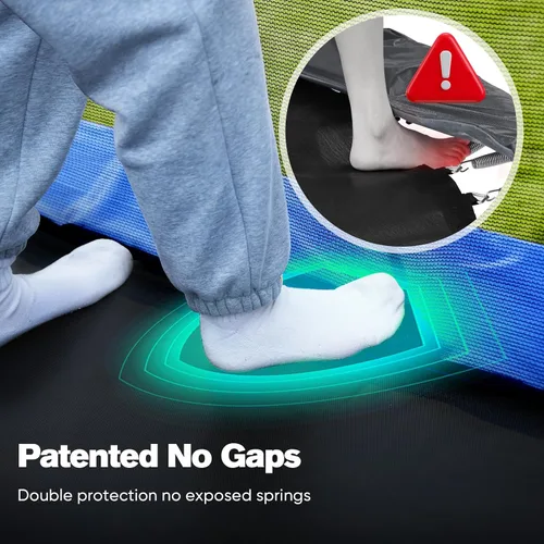 Vista 3 de Zupapa Trampolín de 1600 libras con diseño sin huecos de 16 15 y 14 pies con red y escalera