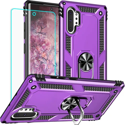 Vista 12 de Funda para Samsung Galaxy Note 10 Plus con protector de pantalla: [probada contra caídas de grado militar] Soporte de anillo a prueba de golpes