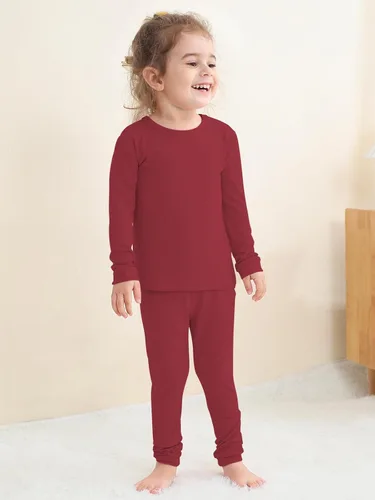 Vista 32 de GUISBY Conjunto de pijama de rayón de bambú para niños y niñas, ajuste cómodo, para uso diario, conjunto de pijama de 2 piezas
