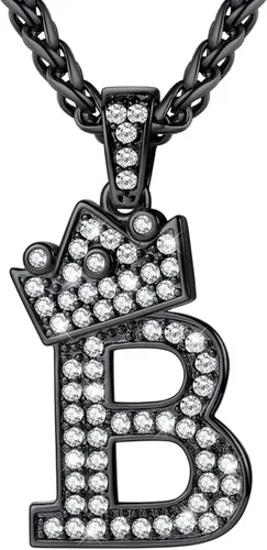 Vista 10 de U7 Crown Initial Number Necklace for Men Women A-Z Letter Pendant Chain a. Oro