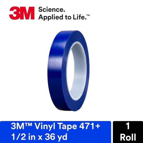 Vista 2 de Cinta de vinilo color índigo 3M 471+ PN2510, empacado de forma conveniente (empaque de 1 unidad), Azul