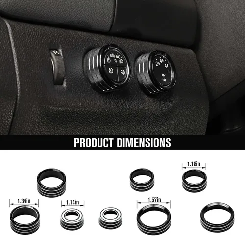 Vista 3 de Jimen Compatible con Chevrolet Colorado/GMC Canyon 2014-2022, 8 piezas de botón de CA de volumen de audio de consola central, intermitente e Negro