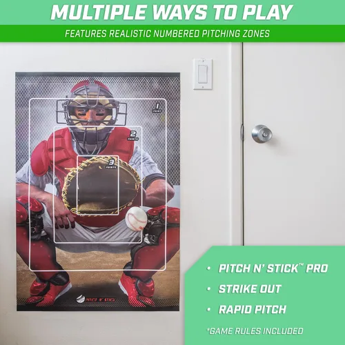 Vista 6 de GoSports Pitch N' Stick Kids Baseball Pitching Game - Choose Between Wall Poster Game Set or 4 Replacement Sticky Ball Baseballs