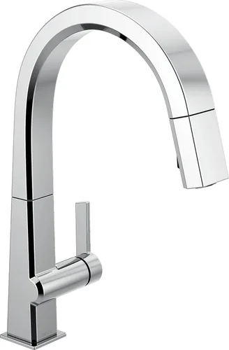 Vista 10 de Delta Grifo de cocina pivotal de níquel cepillado, grifos de cocina con rociador extraíble, grifo de fregadero de cocina, grifo para fregadero