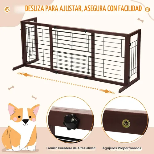 Vista 6 de Coziwow - Puerta ajustable independiente para perro, de 38 a 67 pulgadas, sin taladrar, color marrón