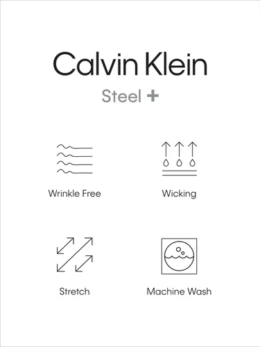 Vista 4 de Calvin Klein Camisa de vestir para hombre, ajuste regular, sin planchado, elástica, sólida Ceniza