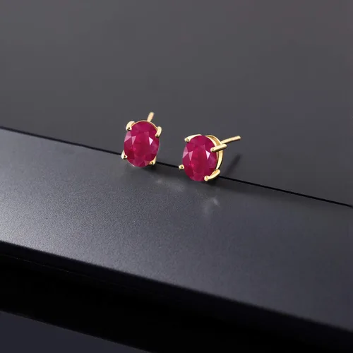 Vista 323 de Gem Stone King Aretes de oro de 14 quilates con piedra natal ovalada de 0.315 x 0.236 in Aretes de oro para mujer