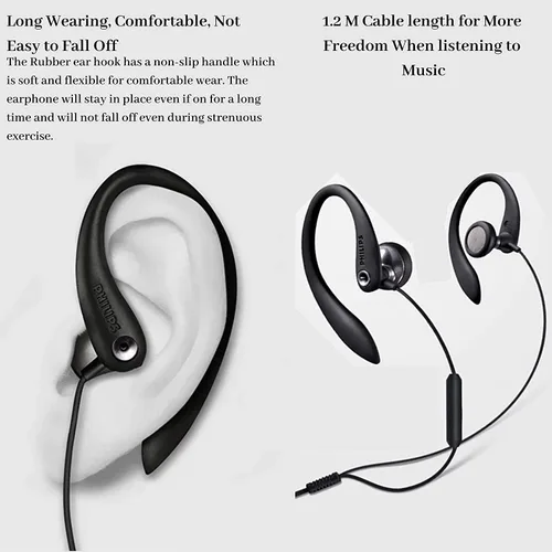 Vista 4 de PHILIPS Auriculares sobre la oreja deportivos con micrófono, auriculares para deporte, running y gimnasio Blanco