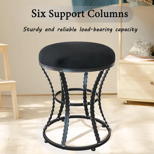 Vista 6 de Taburete de tocador pequeño, taburetes de maquillaje para escritorio de tocador, silla de tocador de baño, taburete metálico para sala de estar