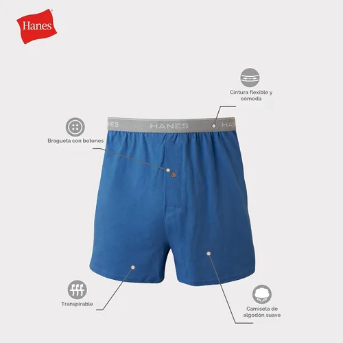 Vista 6 de Hanes mens Underwear Boxers Pack, Cool and Breathable Cotton Underwear, Exposed and Comfortflex Waistbands, Multi-pack
