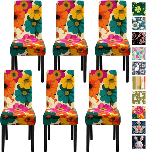 Vista 13 de ANNA QUEEN Juego de 6 fundas para sillas de comedor y cocina, fundas elásticas lavables para sillas de comedor, decoración elegante del hogar