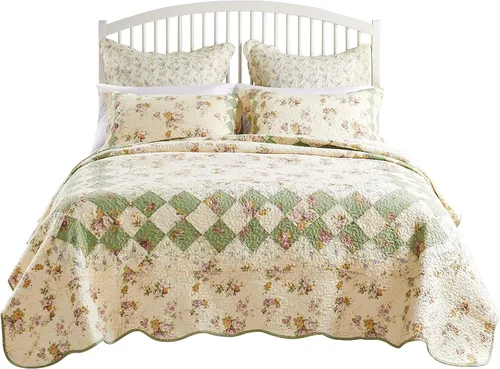 Vista 4 de Greenland Home Colección de edredón 100% algodón, prelavado, juego de edredón reversible, 2 piezas, individual/XL, Bliss