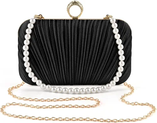 Vista 8 de PACETAP Bolso de noche para mujer, bolso de mano, correa de cadena, bolso de hombro para boda, fiesta, cóctel, baile de graduación, cena Chain