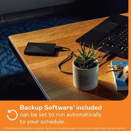 Vista 4 de WD 4TB My Passport, Disco duro externo portátil, negro, software de respaldo con defensa contra ransomware y protección con contraseña, compatible