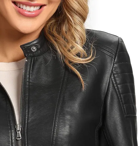 Vista 2 de S P Y M Womens Leather Jacket, Faux Motorcycle Biker Coat, Regular and Plus Size Coat