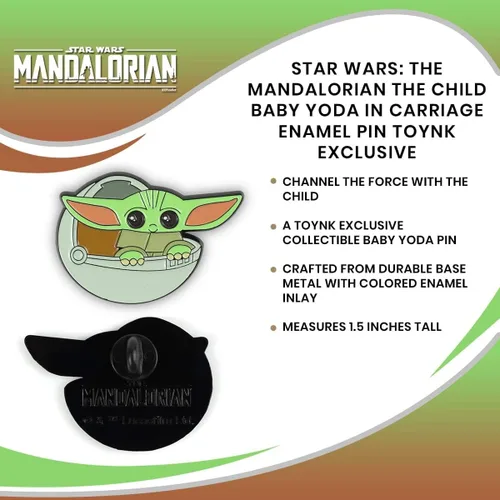 Vista 6 de Star Wars The Mandalorian The Child Baby Yoda In Carriage Esmalte Pin Toynk Exclusivo, Metal, Sin gemas.