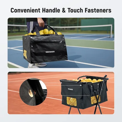 Vista 6 de NEEWER Tennis Ball Hopper, Pickleball Retriever Collector Basket Cart Holder Tennis Court Equipment Accessory for Training Teaching