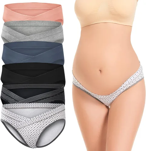 Vista 6 de Dresime Ropa interior de maternidad posparto para mujer, ropa interior de algodón para embarazo, ropa interior debajo del bulto, ropa