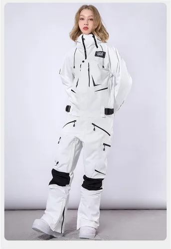 Vista 4 de SJYDQ - Traje de esquí de invierno de una pieza para hombre, traje de nieve cálido para mujer, traje de nieve para snowboard, traje de esquí y nieve
