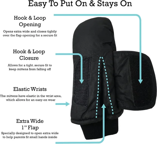 Vista 2 de N'Ice Caps - Manoplas impermeables con Thinsulate, para bebés o niños pequeños, manoplas de nieve, para el invierno, fáciles de poner