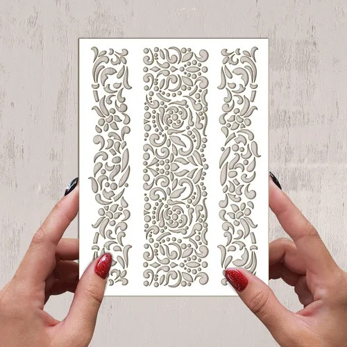 Vista 2 de Plantilla decorativa floral victoriana FLONZ de 6 x 8 pulgadas, plantilla decorativa para pintura de pared, álbumes de recortes y decoración