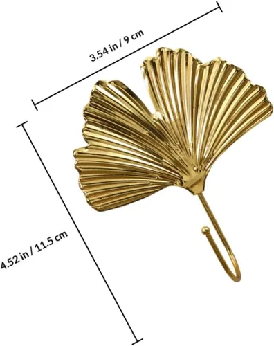 Vista 2 de OSALADI 2 ganchos decorativos de hojas de ginkgo elegantes y perchas para sombreros para el hogar, entrada, dormitorio, sala de estar