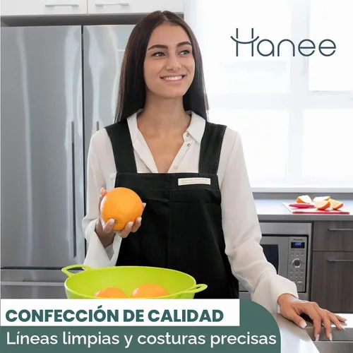 Vista 3 de HANEE Delantales de algodón para mujer y hombre Delantal cruzado con bolsillos