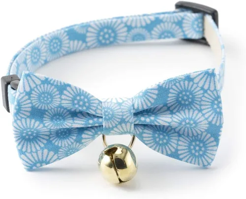 Vista 2 de Necoichi Kiku Ribbon Bow Tie Cat Collar (azul bebé)