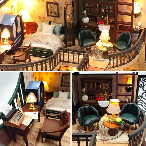 Vista 5 de Spilay Kit de casa en miniatura para adultos, kit de casa de muñecas en Pabellón de construcción