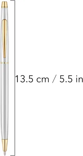 Vista 2 de Unibene Paquete de 6 bolígrafos plateados y dorados, tinta negra, punta media (0.039 pulgadas), bolígrafo retráctil metálico de giro delgado a