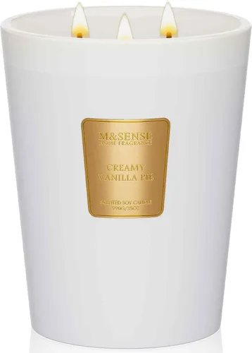 Vista 27 de M&SENSE - Vela de cera de soja natural aromática de 35 onzas, extragrande, 3 mechas, 150 horas, larga duración, combustión lenta, para decoración