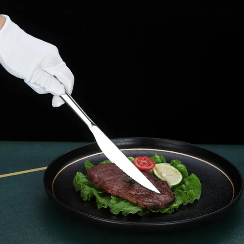 Vista 5 de HOMQUEN Cuchillos para carne, juego de 8 cuchillos de carne de acero inoxidable de alta calidad, juegos de cuchillos de carne, cuchillos alemanes