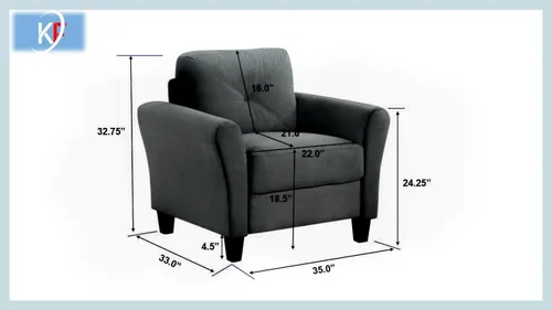 Vista 2 de Harper & Bright Designs Sofá individual tapizado de terciopelo con respaldo copetudo con botones, sillón moderno para sala de estar, color negro