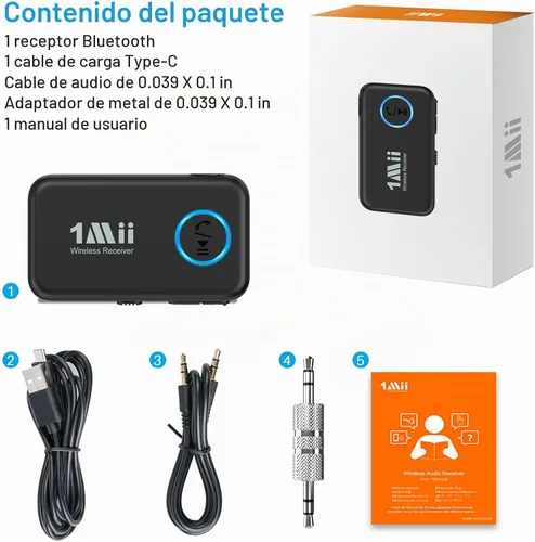 Vista 8 de 1Mii Receptor de música Bluetooth 5.3 para estéreo de coche/hogar, adaptador Bluetooth auxiliar para automóvil con control de volumen, soporta