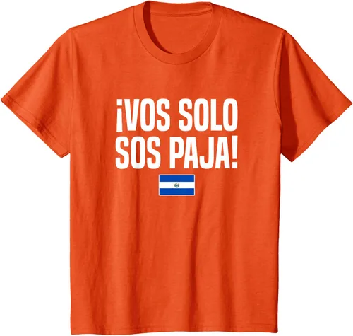 Vista 34 de Camiseta Vos Solo Sos Paja Salvadoran Slang Bandera de El Salvador, Negro