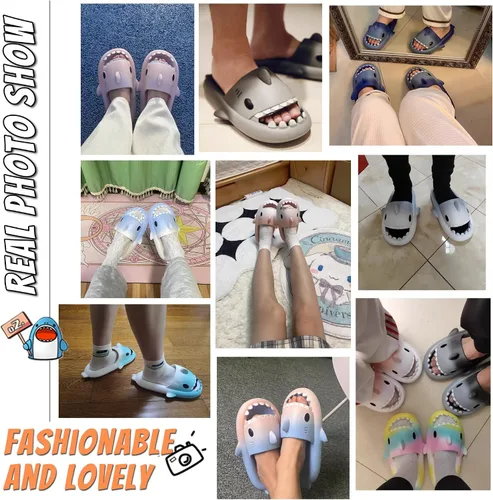 Vista 7 de Shark Slides Slippers for Women Men - 2022 Limited Edition Cloud shark Sandals unisex Cartoon Shower Anti-Slip Fashion Cloud Slippers Open Toe