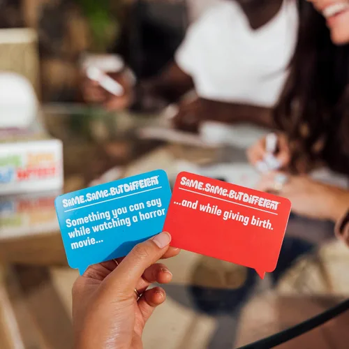 Vista 8 de Lo mismo pero diferente por relacionable, juegos para adultos para reuniones sociales de la noche de juegos, incluye 350 tarjetas, 8 marcadores