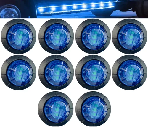 Vista 10 de Paquete de 10 luces LED de 3/4 pulgadas, color ámbar, con 3 LED, para remolque, camiones, autobuses, vehículos marinos, vehículos recreativos