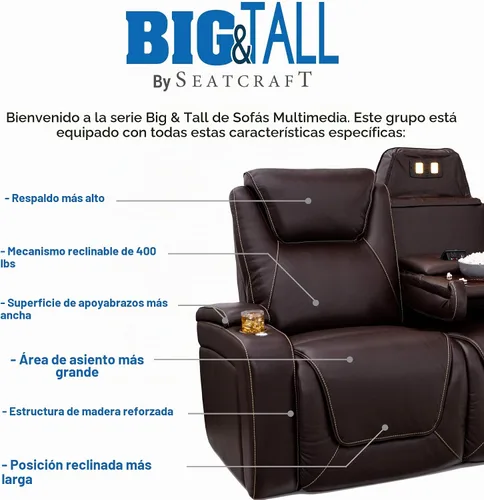 Vista 4 de Seatcraft Colosseum - Sofá marrón con mesa plegable