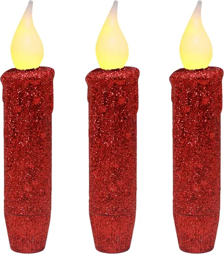 Vista 10 de CVHOMEDECO. Velas LED sin llama con purpurina parpadeantes que funcionan con pilas, con temporizador para el hogar, boda, Halloween, decoración
