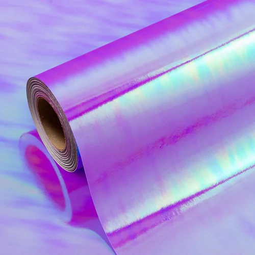 Vista 14 de Homeral Rollo de papel de regalo rosa holográfico con galaxia rosa brillante para cumpleaños, baby shower, despedida de soltera, boda, día