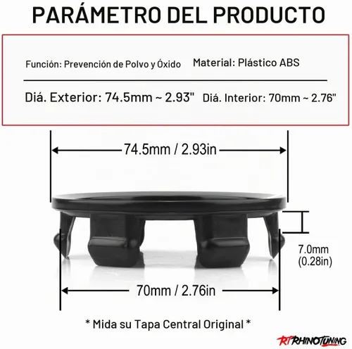 Vista 2 de RTRHINOTUNING 4 unidades de tapas centrales de rueda de 75 mm Compatibles con llanta OZ Racing Superforgiata S2000 ap2v2 #M608 M242 81310409 Negro