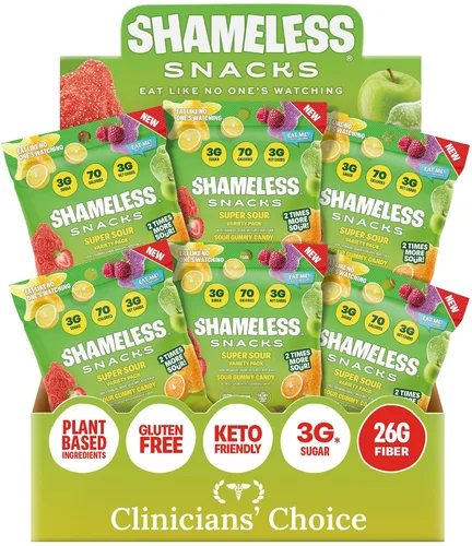 Vista 11 de Shameless Snacks Sweet & Sour All-Stars, paquete de variedad de caramelos de gomitas ácidos, saludable, vegano, sin gluten, bajo en azúcar
