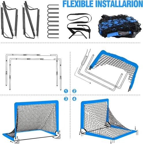 Vista 7 de Kids Soccer Goal for Backyard Set - 2 Set of 6X4 / 4X3 ft Toddler Soccer Nets Training Equipment, Soccer Ball, Pop Up Portable Soccer Set for Kids