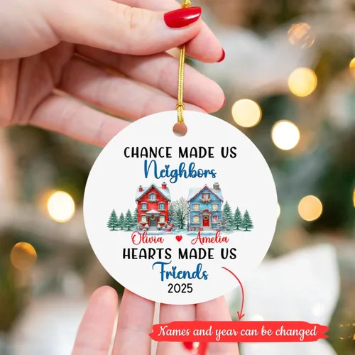 Vista 2 de Chance Made Us Neighbors - Adorno de Navidad personalizado para vecino, recuerdo de Navidad personalizado de agradecimiento de vecino, regalos