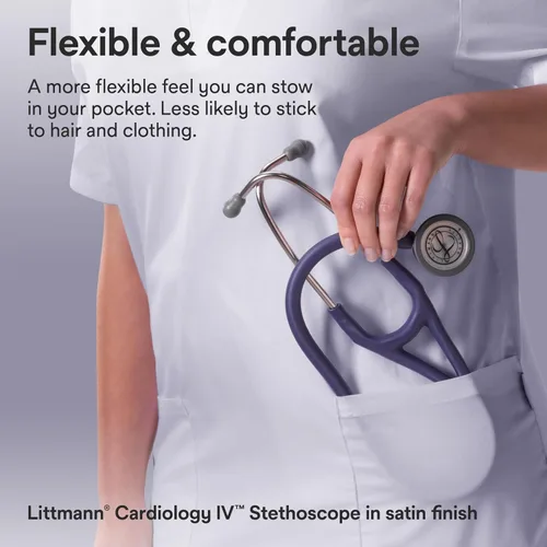 Vista 4 de Estetoscopio de diagnóstico 3M Littmann Cardiology IV, 6187C, más de 2 veces más fuerte, pesa menos, tubo de 27" con acabado satinado azul