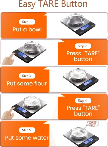 Vista 7 de Báscula digital de cocina de 33 libras para alimentos, onzas, recargable, acero inoxidable 304, baterías y carga tipo C, perfecta para preparar