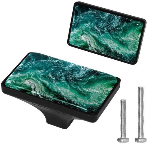Vista 8 de LORVIES Paquete de 4 pomos decorativos florales de 1.65 pulgadas para gabinete, rectángulo de vidrio ABS con un solo agujero, tiradores de puerta